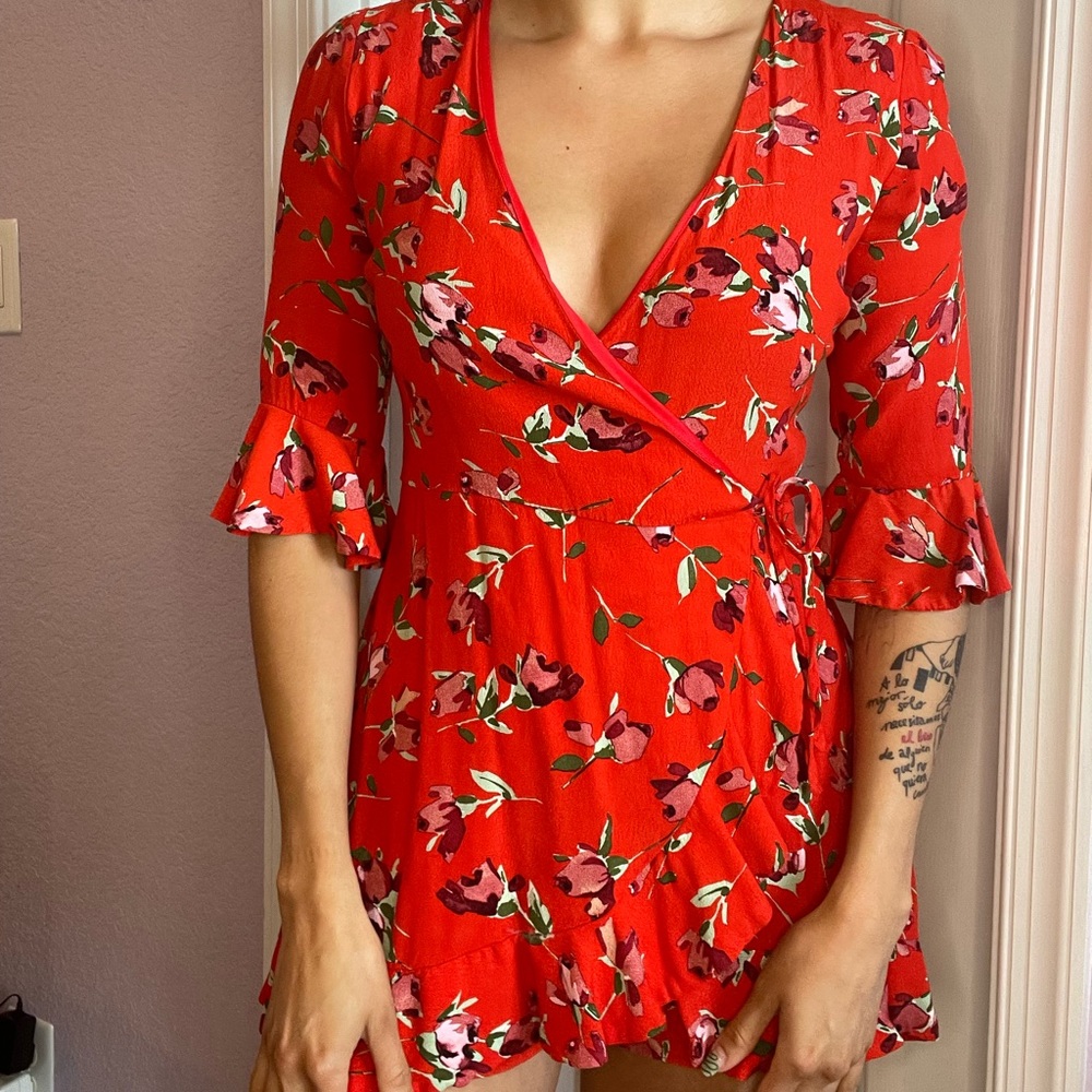 Zara Mini Sexy Romper with Red floral print